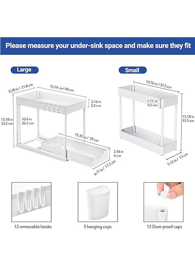 Arabest 3 Pack Under Sink Storage and Organizer, 2-Tier Kitchen Cabinet Under Sink Organizers Under Shelf Bathroom Storage Sink Stand Rack for Kitchen Laundry Countertop -White  - Image 5
