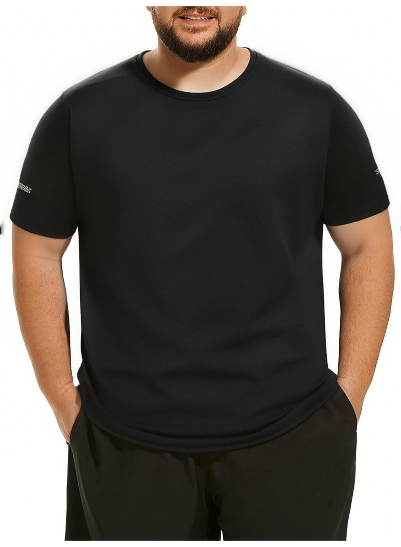 PATELIS Black swim T-shirt Plus Size for Men Quick Drying T-shirt for Men Round Neck Plus Size Short Sleeve Oversized T Shirt 4XL 5XL 6XL 7XL - Image 1