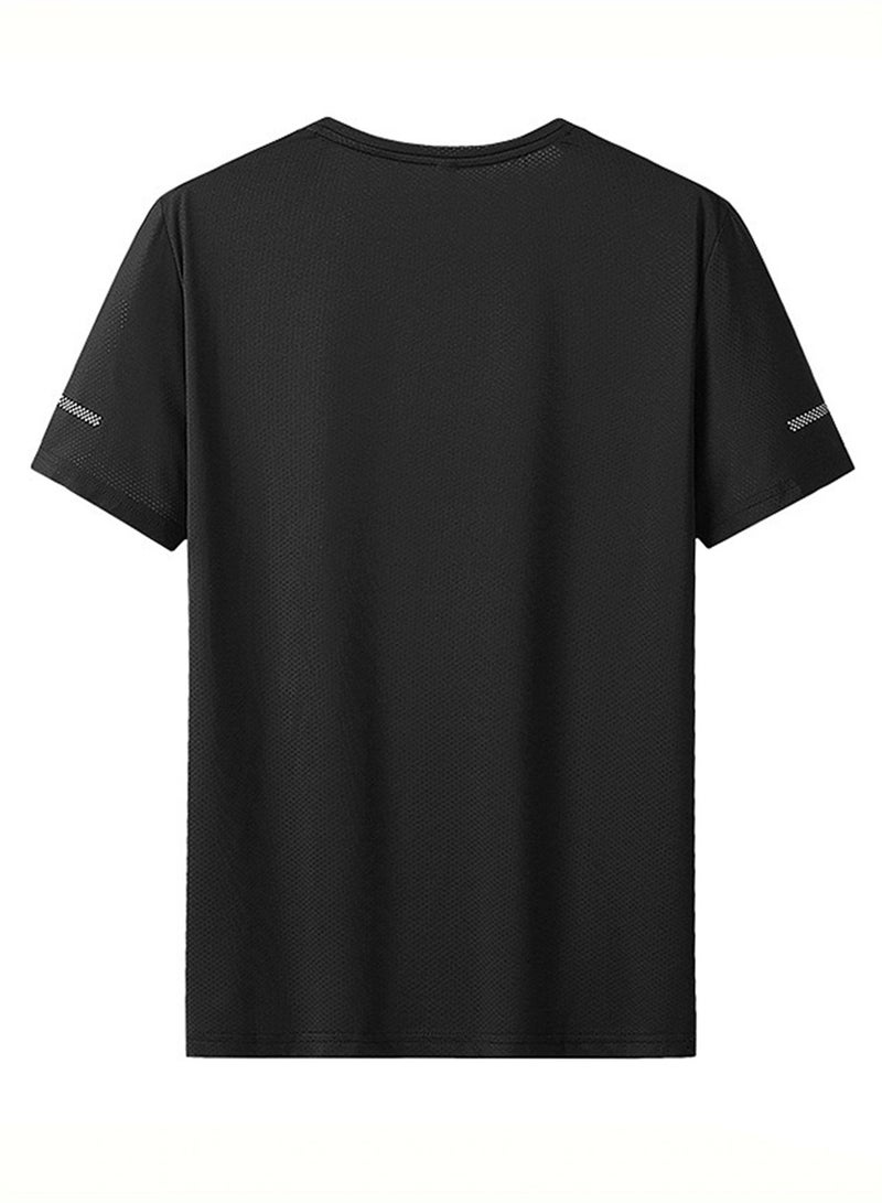 PATELIS Black swim T-shirt Plus Size for Men Quick Drying T-shirt for Men Round Neck Plus Size Short Sleeve Oversized T Shirt 4XL 5XL 6XL 7XL - Image 4