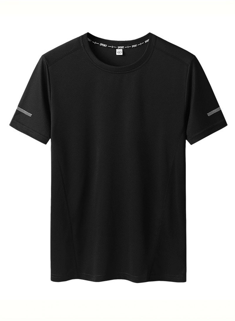 PATELIS Black swim T-shirt Plus Size for Men Quick Drying T-shirt for Men Round Neck Plus Size Short Sleeve Oversized T Shirt 4XL 5XL 6XL 7XL - Image 3