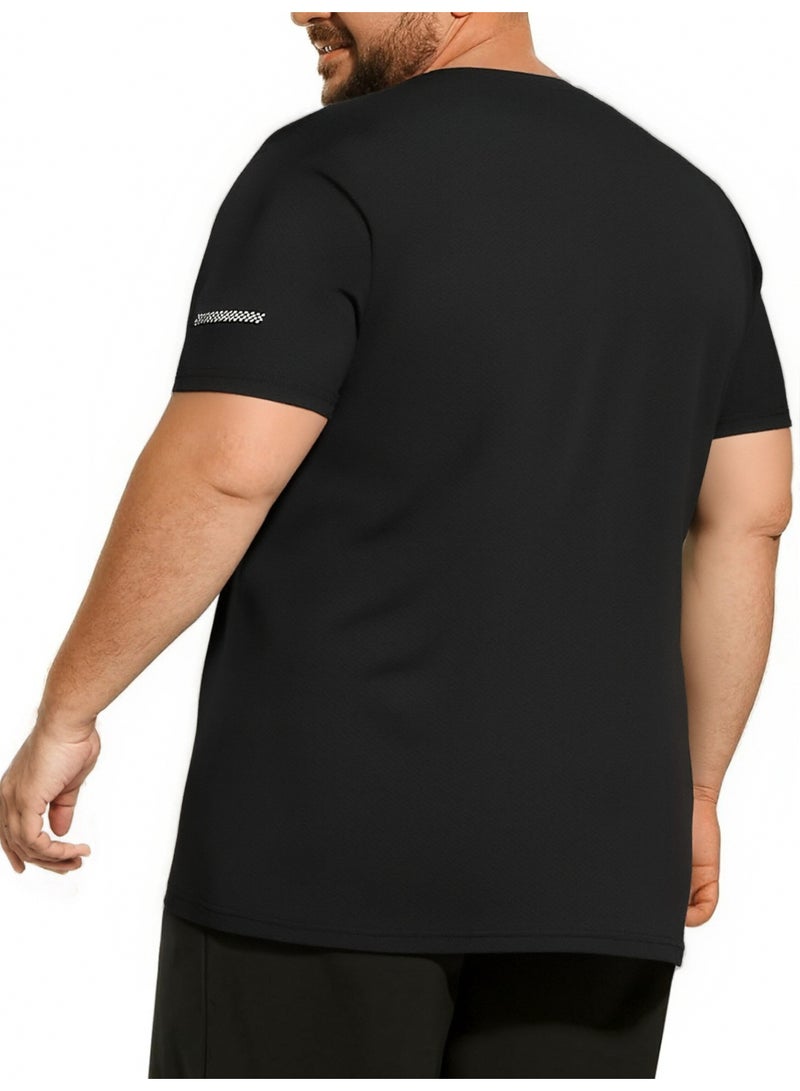 PATELIS Black swim T-shirt Plus Size for Men Quick Drying T-shirt for Men Round Neck Plus Size Short Sleeve Oversized T Shirt 4XL 5XL 6XL 7XL - Image 2