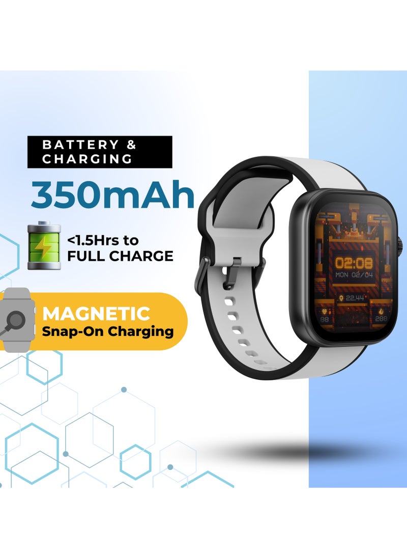 GRABIT - G-SWANK Smartwatch AMOLED Display & Bluetooth Calling features a 1.99” Super AMOLED display, Bluetooth calling, and an AI voice assistant for seamless connectivity. With 100+ sport modes, heart rate tracking, and women’s health monitoring, it’s perfect for fitness and daily use. A 350mAh battery offers 35-day standby, while the 3ATM water-resistant aluminum body ensures durability. Compatible with iPhone, Samsung, OnePlus, Xiaomi, Huawei, Google Pixel, and more. - Image 1