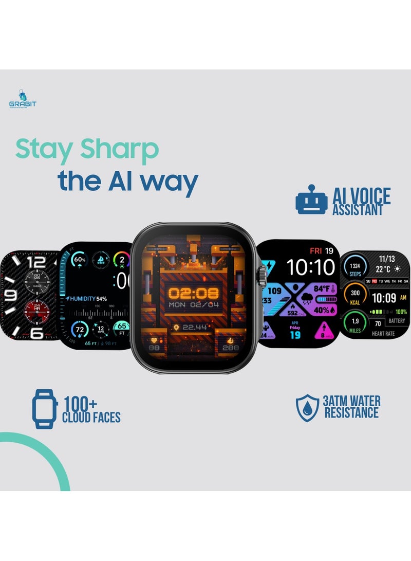 GRABIT G-SWANK Smartwatch – 1.99” AMOLED, Bluetooth Calling & Fitness, 100+ Sport Modes  - Image 5