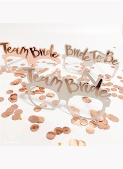 ShebSheb 10 PCS Party Glasses Team Bride and Bride to be Glasses Rose Gold Paper Glasses Hens Do Night Bridal Party Game Props Eyewear Decoration Bridal Shower Bachelorette Party  - Image 1