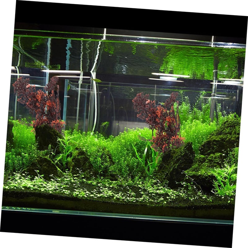 SHOWERORO 2pcs 3D Aquatic Plants Artificial Plastic Water Grass Brownish Orange Color Aquarium Decor Underwater Ornaments for Fish Tank Decoration - Image 4