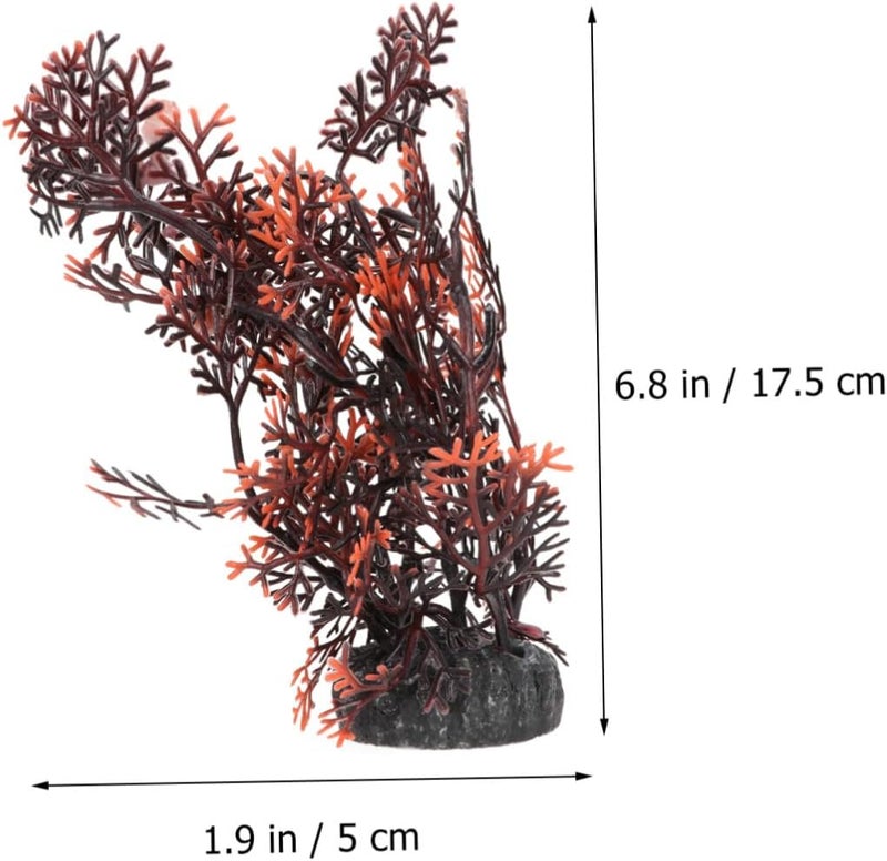 SHOWERORO 2pcs 3D Aquatic Plants Artificial Plastic Water Grass Brownish Orange Color Aquarium Decor Underwater Ornaments for Fish Tank Decoration - Image 2