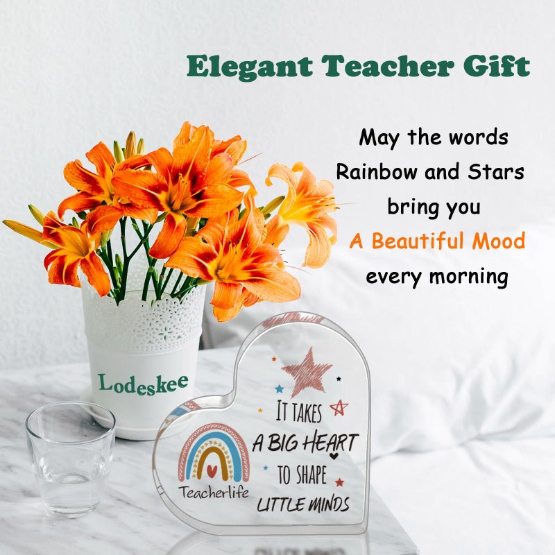 Lodeskee Teacher Appreciation Gifts Thank You Teacher gifts  Teacher's Day Birthday Gifts for Teacher - It takes a big heart to shape little minds - Teacher Acrylic Decoration Gifts  - Image 4