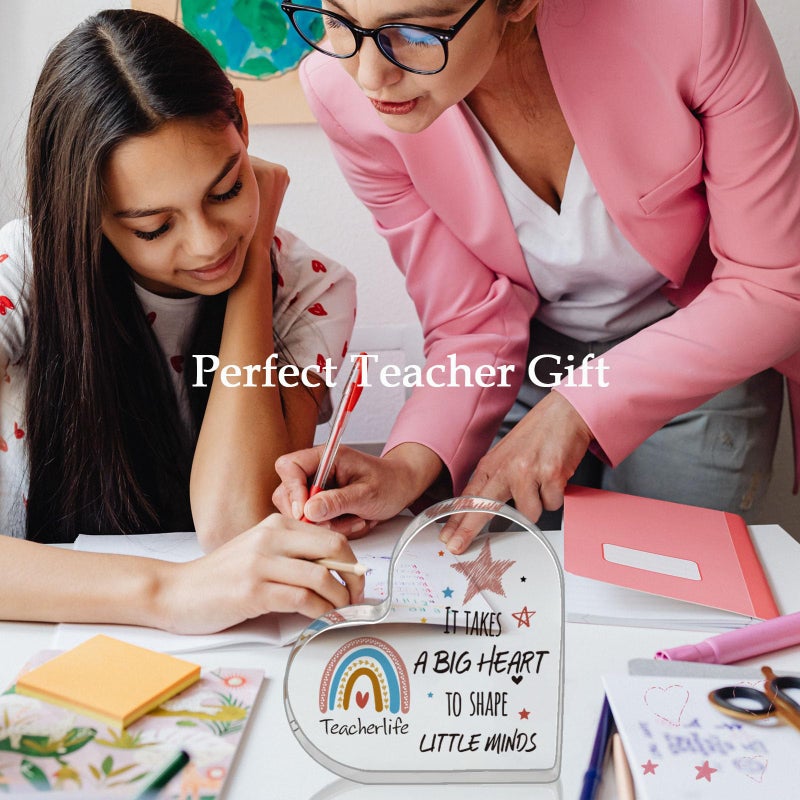 Lodeskee Teacher Appreciation Gifts Thank You Teacher gifts  Teacher's Day Birthday Gifts for Teacher - It takes a big heart to shape little minds - Teacher Acrylic Decoration Gifts  - Image 3