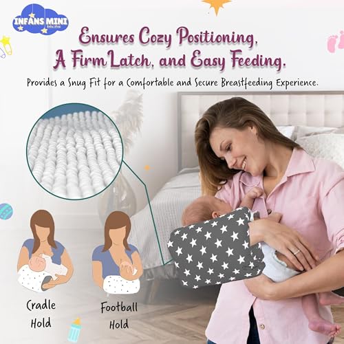 Infans Mini Nursing Arm Pillow, Breast Feeding Pillows for Mother, Bottle Feeding Pillows for Babies Suitable for Travel (Star Grey) - Image 3