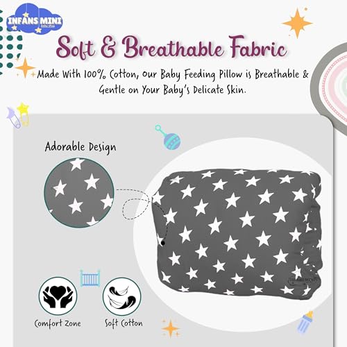Infans Mini Nursing Arm Pillow, Breast Feeding Pillows for Mother, Bottle Feeding Pillows for Babies Suitable for Travel (Star Grey) - Image 5
