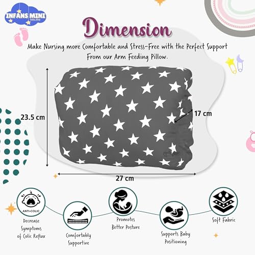 Infans Mini Nursing Arm Pillow, Breast Feeding Pillows for Mother, Bottle Feeding Pillows for Babies Suitable for Travel (Star Grey) - Image 4