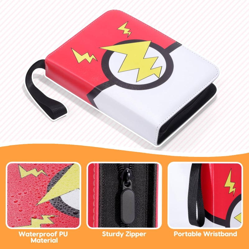 FAMOMI Card Binder 4-Pocket, Trading Card Collector with 50 Removable Sleeves, 400 Cards Pocket Portable Album Holder Book(Red) - Image 2