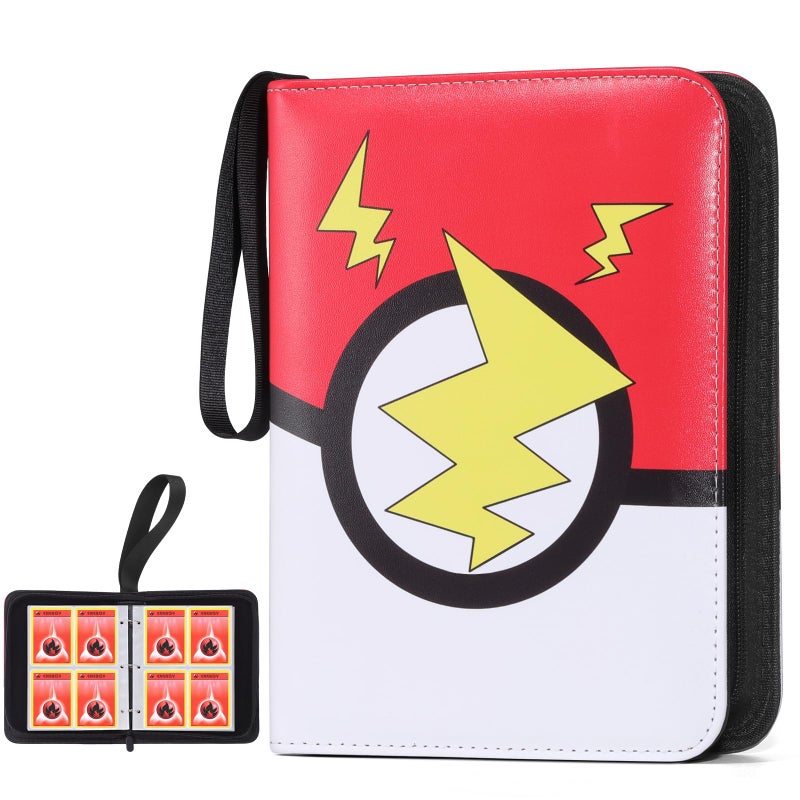 FAMOMI Card Binder 4-Pocket, Trading Card Collector with 50 Removable Sleeves, 400 Cards Pocket Portable Album Holder Book(Red) - Image 1