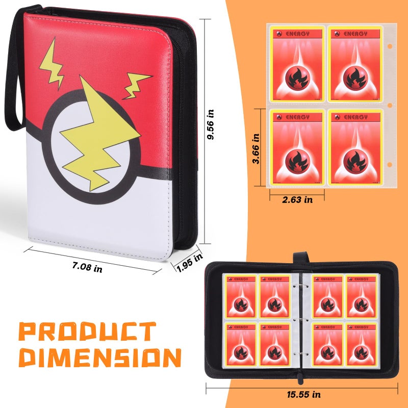 FAMOMI Card Binder 4-Pocket, Trading Card Collector with 50 Removable Sleeves, 400 Cards Pocket Portable Album Holder Book(Red) - Image 3