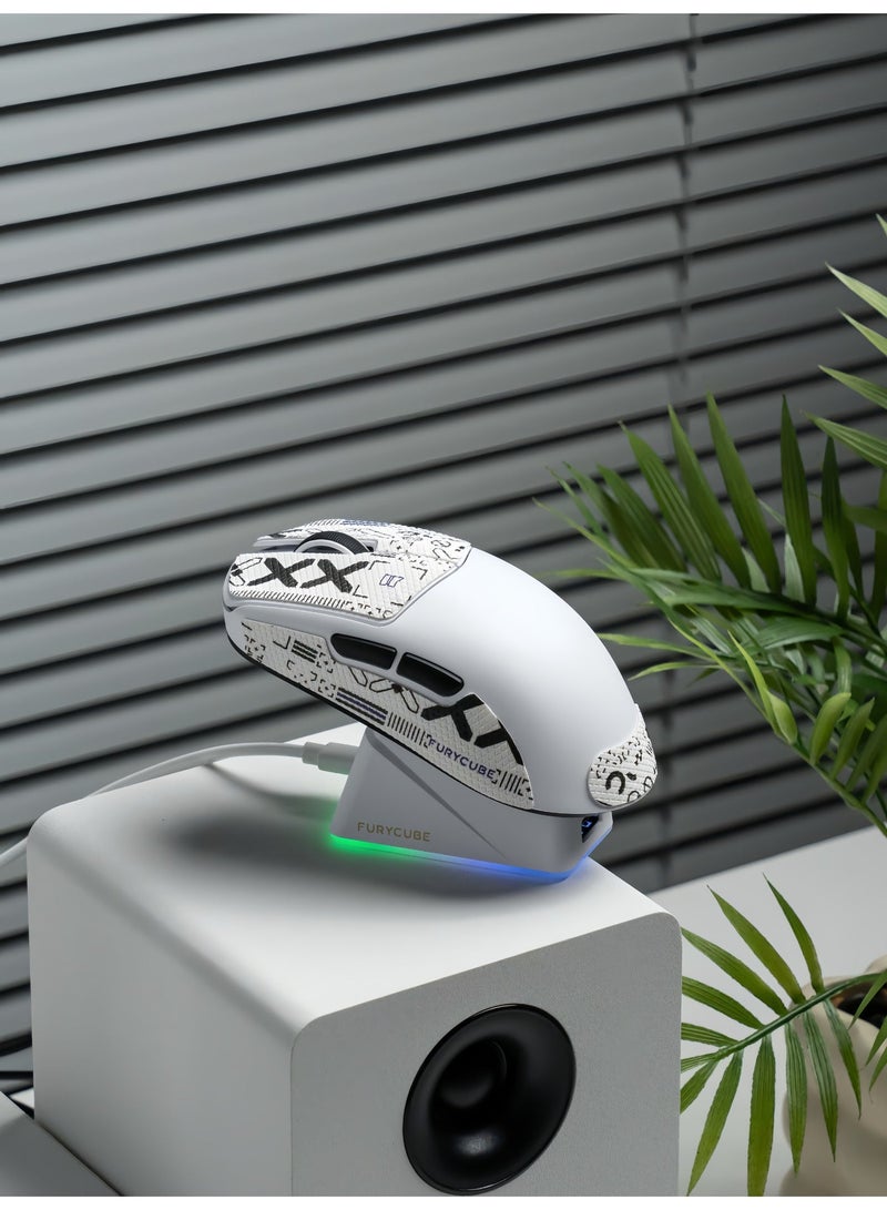 FURYCUBE G13Pro Lightweight Wireless Gaming Mouse with RGB Charging Dock, Tri-Mode 2.4G/USB-C Wired/BT, 22K DPI, PAW3311 Optical Sensor, HUYU Switch, 5 Programmable Keys for PC/Mac (Black & Sticker) - Image 2