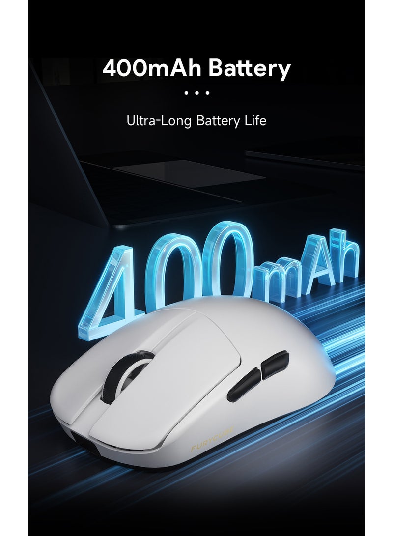 FURYCUBE G13Pro Lightweight Wireless Gaming Mouse with RGB Charging Dock, Tri-Mode 2.4G/USB-C Wired/BT, 22K DPI, PAW3311 Optical Sensor, HUYU Switch, 5 Programmable Keys for PC/Mac (Black & Sticker) - Image 5