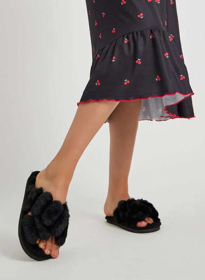 ستايلي Styli Textured Fluffy Bedroom Slippers