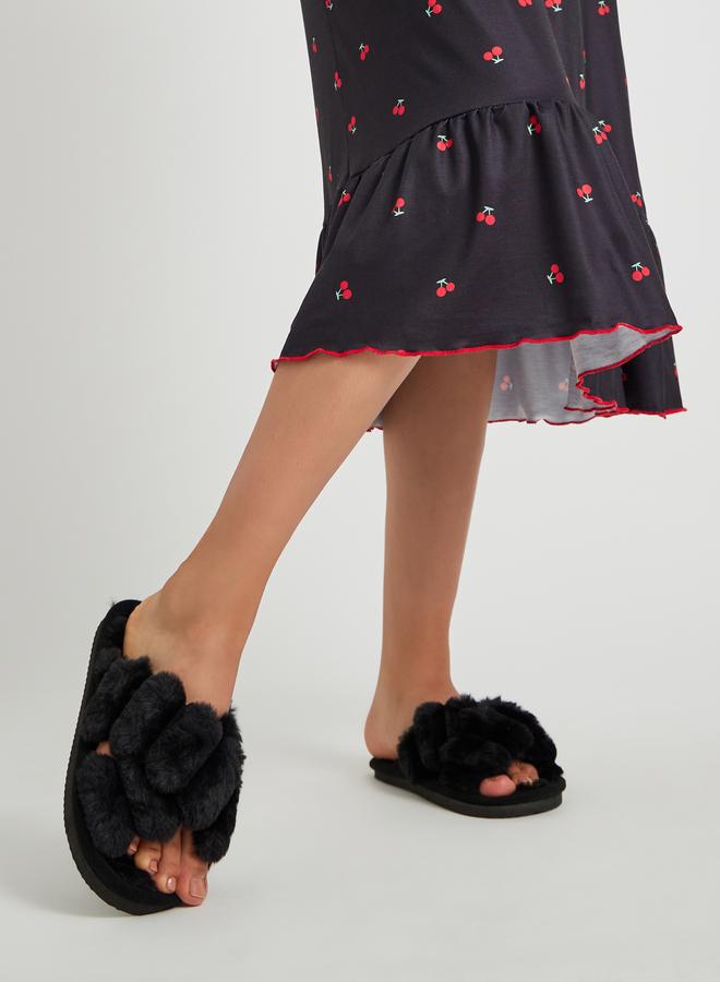 Styli Textured Fluffy Bedroom Slippers - Image 1