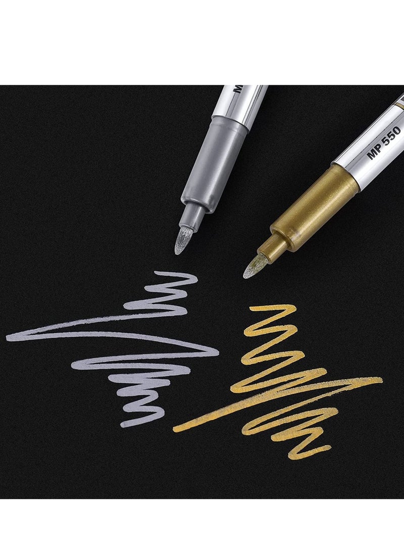 XiuWoo Metallic Markers Pens Gold Silver Acrylic Set Waterproof Resin Epoxy Paint for Paper Painting Scrapbooking Crafts Card Making Ceramics Photo Album Ceramic Glass DIY Craft 12PCS - Image 4