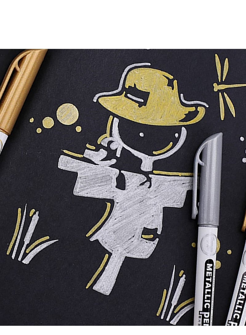 XiuWoo Metallic Markers Pens Gold Silver Acrylic Set Waterproof Resin Epoxy Paint for Paper Painting Scrapbooking Crafts Card Making Ceramics Photo Album Ceramic Glass DIY Craft 12PCS - Image 3