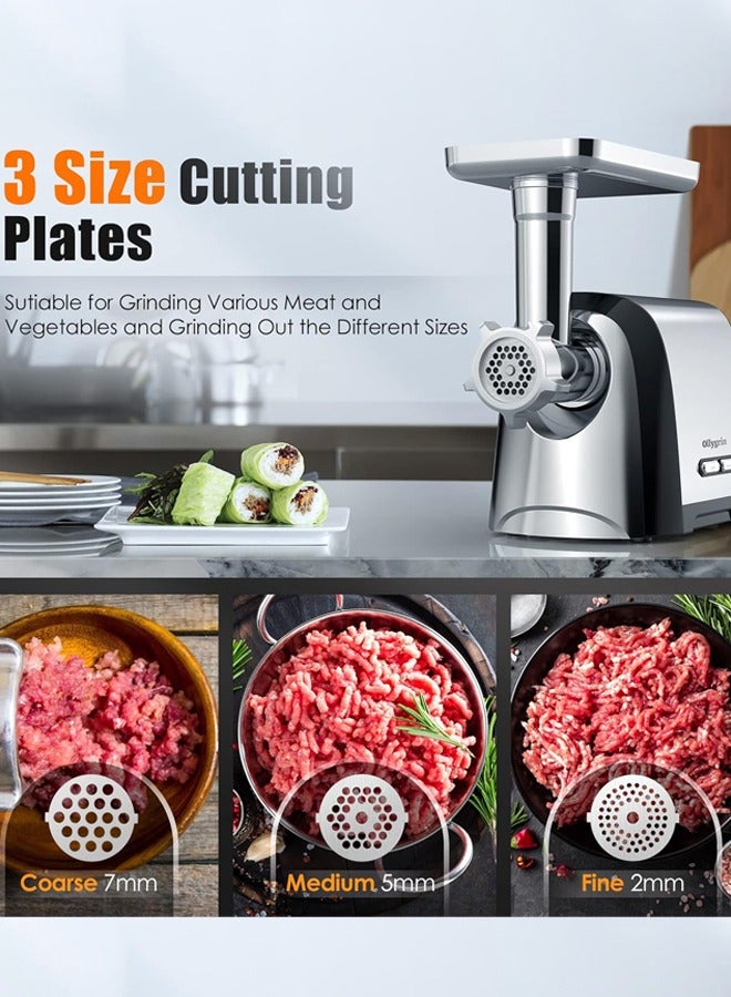 sokany Meat Grinder, Sausage Stuffer, 3200W Electric Meat Mincer with Stainless Steel Blades & 3 Grinding Plates,Sausage Maker & A+B Kibbe Kit for Home Kitchen & Commercial Using,SK-088,Silver - Image 5