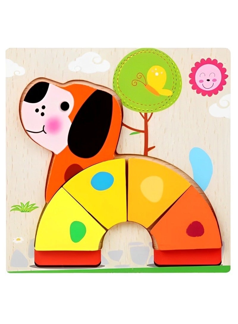 لغز خشبي ثلاثي الأبعاد مصمم على شكل كلب ملون للأطفال الصغار، أدوات دعم التعليم المبكر للآباء والمعلمين، ألوان وأنماط جذابة، ألعاب مونتيسوري صممت لتنمية المهارات الحسية والحركية، هدايا رائعة - Image 1