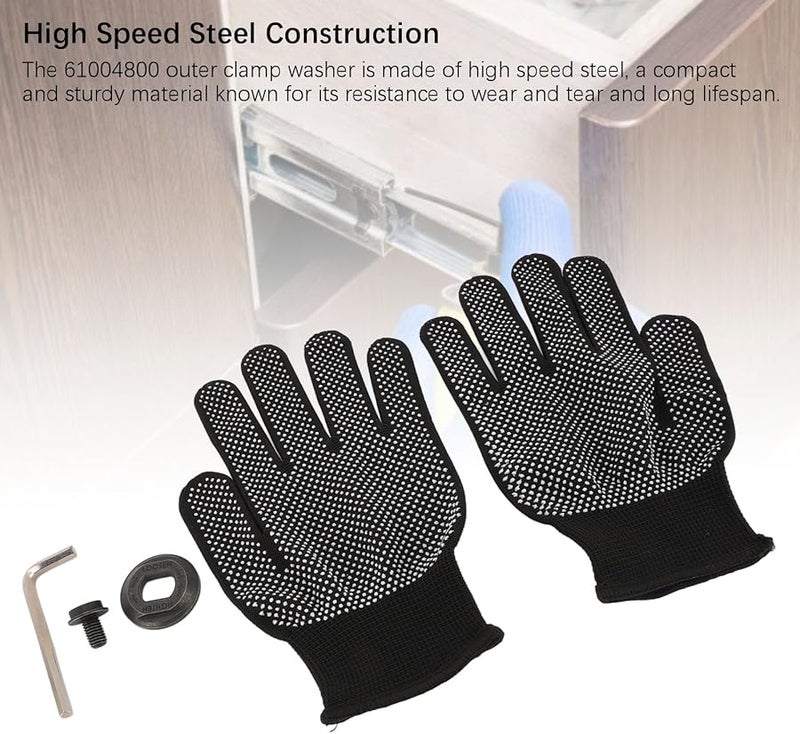 مجموعة كاملة من شفرات المنشار من الفولاذ عالي السرعة مع صامولة وغسالة المشبك الخارجي ومفتاح سداسي وقفازات لـ DCS372 وDCS390 وDCS391 - Image 3