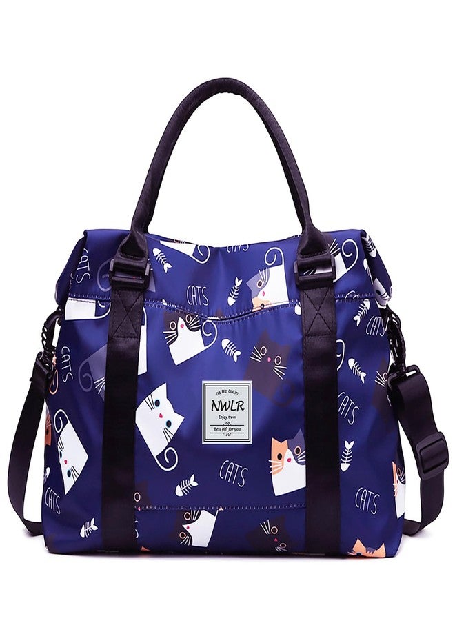 NWLR Travel Duffle Bag Weekender Overnight Bag Gym Tote Bag with Dry and Wet Separated Pocket for Women Girls Shoulder Bag Workout Duffel Bag Water Resistant, Lovely Cats, Carry-On 28inch, Trolley Sleeve - Image 1