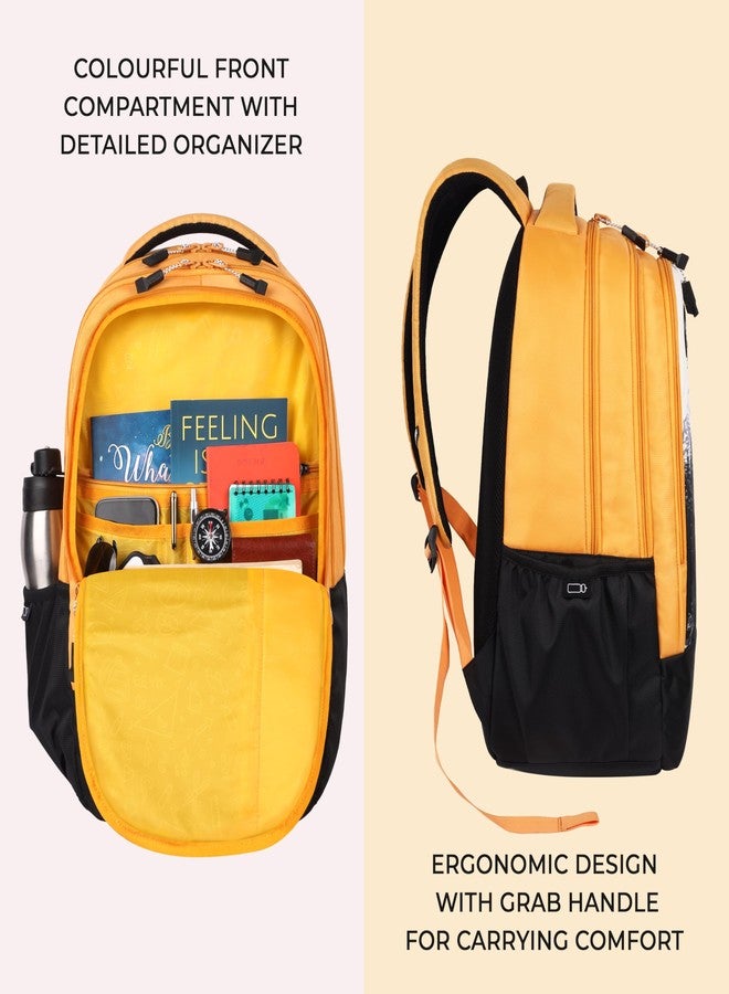 Gear Alpine 19"/39L Large Water Resistant School Bag/College Bag/Casual 4 Compartment Backpack/Daypack/Travel 4 Compartment Backpack/Kids Bag for Boys/Girls (Yellow-Black) - Image 4