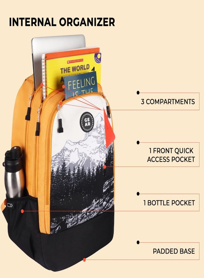 Gear Alpine 19"/39L Large Water Resistant School Bag/College Bag/Casual 4 Compartment Backpack/Daypack/Travel 4 Compartment Backpack/Kids Bag for Boys/Girls (Yellow-Black) - Image 3