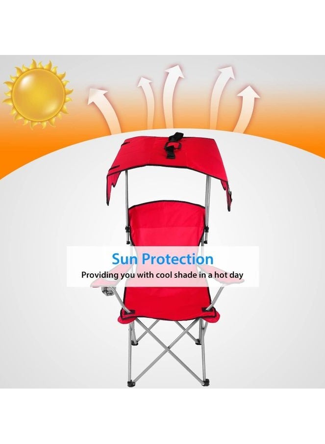 كراسي تخييم كرسي مظلة شاطئ قابل للطي، كرسي مظلة للتخييم عالي التحمل للحماية من أشعة الشمس مع حامل أكواب - Image 4