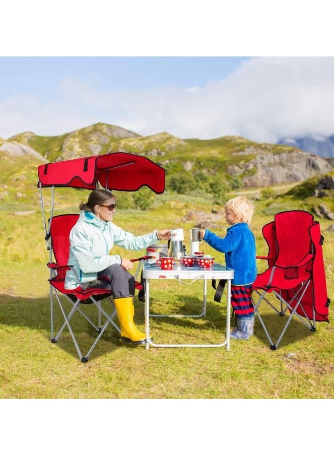 كراسي تخييم كرسي مظلة شاطئ قابل للطي، كرسي مظلة للتخييم عالي التحمل للحماية من أشعة الشمس مع حامل أكواب - Image 5