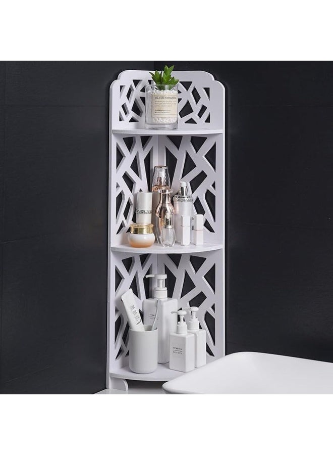 HOME TASTE Multipurpose Corner Shelf Stand – 3/4 Tier White Storage Rack for Living Room, Bathroom & Bedroom – Space-Saving Small Corner Table for Home Decor & Organization - Image 5
