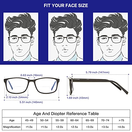 Kafirlo Bifocal Reading Glasses Women Men Clear Upper Blue Light Blocking Computer Readers No Line Wide Frame Bluelight Progressive Transition Driving Eyeglass Ultralight Stylish Designer Eyewear 1.50 - Image 5