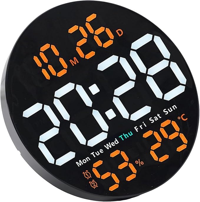 CRAZYABBS Digital Wall Clock Large Display Digital Clock Led Wall Clock Electronic Wall Clock with Temperature Large Display Calendar Day Clock for Bedroom Office - Image 2