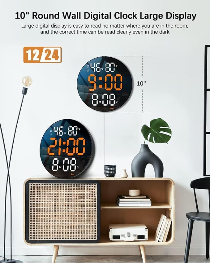 CRAZYABBS Digital Wall Clock Large Display Digital Clock Led Wall Clock Electronic Wall Clock with Temperature Large Display Calendar Day Clock for Bedroom Office - Image 4