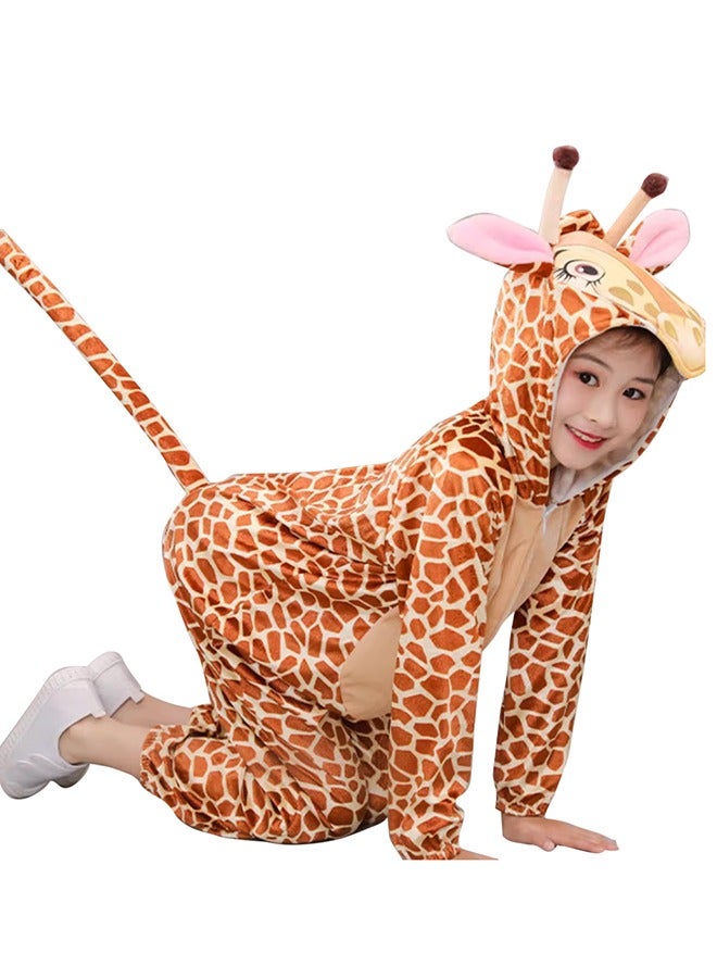 ليانغ سان تشي زي زرافة بغطاء رأس للأطفال - بذلة حيوان لطيفة برقبة طويلة، زي أداء للأطفال مناسب للمسرح، الهالوين، التنكر والتنكر - Image 1