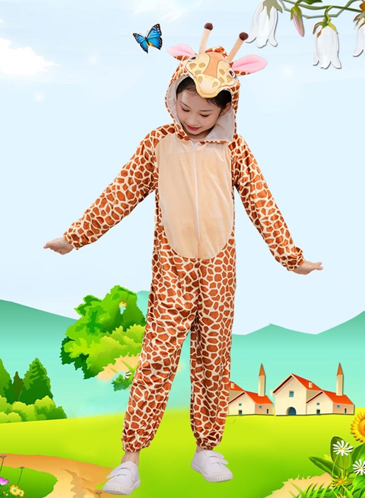 ليانغ سان تشي زي زرافة بغطاء رأس للأطفال - بذلة حيوان لطيفة برقبة طويلة، زي أداء للأطفال مناسب للمسرح، الهالوين، التنكر والتنكر - Image 4