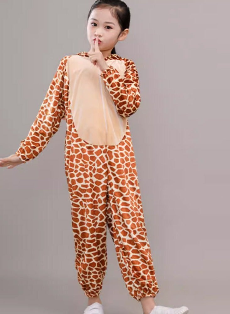 ليانغ سان تشي زي زرافة بغطاء رأس للأطفال - بذلة حيوان لطيفة برقبة طويلة، زي أداء للأطفال مناسب للمسرح، الهالوين، التنكر والتنكر - Image 5