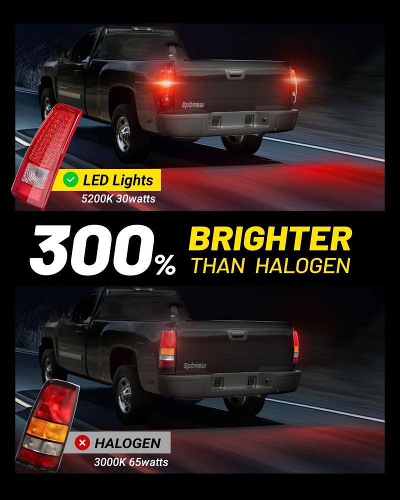 SPBREW LED Tail Lights Assembly Fit for Chevy Silverado 1999 2000 2001 2002, Tail Lights Compatible for 99-02 Silverado 1999-2007 GMC Sierra Classic, Clear Tail Lights Truck Rear Lamp Red 1 Pair - Image 2