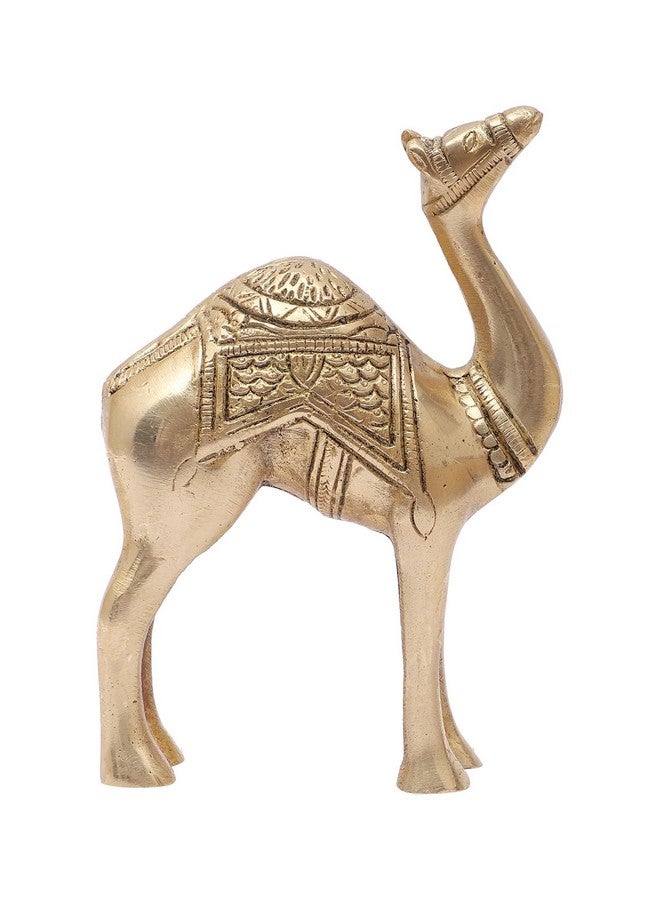 Two Moustaches Brass Camel Showpiece, Showpiece for Home Decor, Antique White, Pack of 1 - Image 2