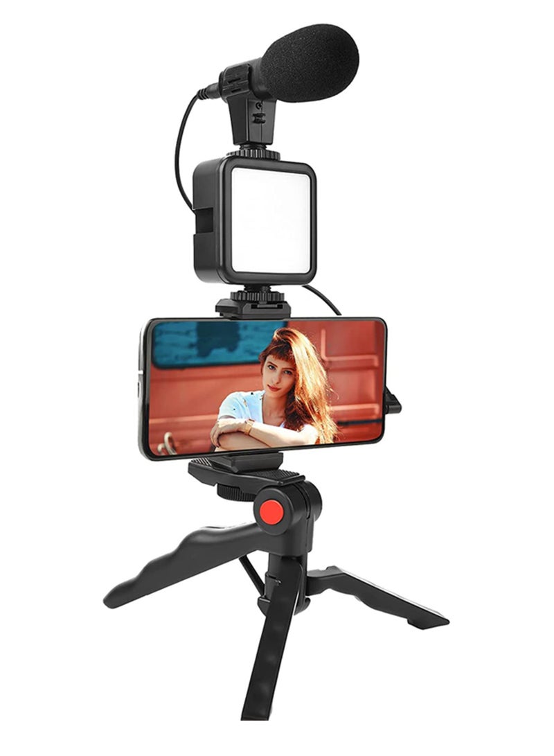Marrkhor Vlogging Live Streaming Kit With Microphone Tripod Black - Image 1