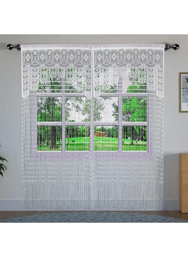 DUNISO Door String Curtain, Boho Doorway Window Curtains for Wall Divider, Cute Strip Tassel Curtain for Wedding, Coffee House, Restaurant Parts,White (1m*2m) - Image 4