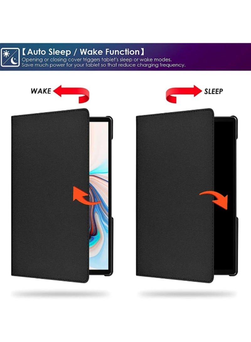 VKL 360°Rotating Case Compatible for Lenovo Tab P12 12.7 inch 2023 Case, Multi-Angle Swiveling Slim Cover Auto Wake/Sleep PU Leather Hard Back Shockproof (Black) - Image 3
