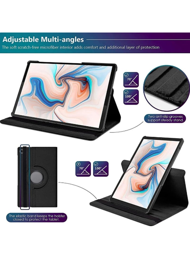VKL 360°Rotating Case Compatible for Lenovo Tab P12 12.7 inch 2023 Case, Multi-Angle Swiveling Slim Cover Auto Wake/Sleep PU Leather Hard Back Shockproof (Black) - Image 4