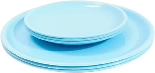 AWICKTIK Microwave Safe Unbreakable Big Plates Set of 3 Small Plates Set of 3 6 Pcs Katori Blue Set of 12 Plastic - Image 3