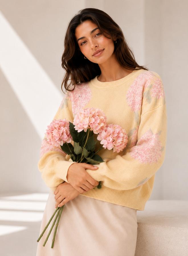 Take Two Floral Knit Crew Neck Sweater - Image 3
