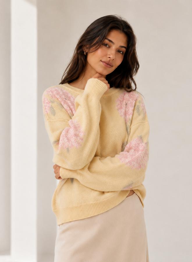 Take Two Floral Knit Crew Neck Sweater - Image 4