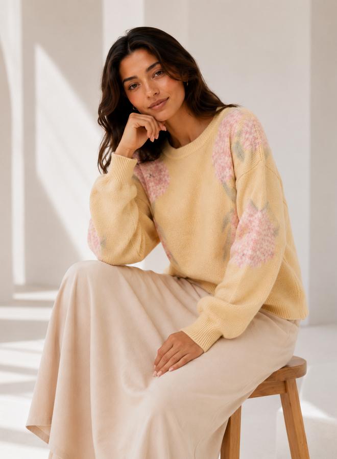 Take Two Floral Knit Crew Neck Sweater - Image 2