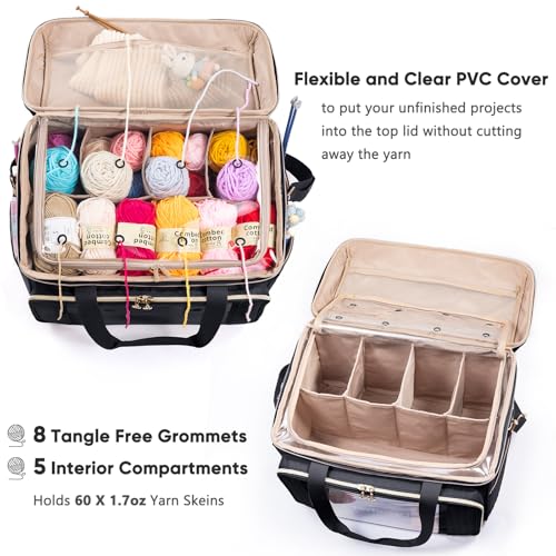 MYBAGZING Large Yarn Storage BagCrochet Bag OrganizerYarn Bags for CrochetingCrochet Storage Bag with Pockets for Crochet Hooks Crochet AccessoriesKnitting BagsGifts for Crocheters - Image 3